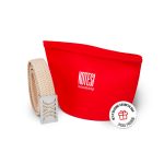 Cream Elastic RB belt with silver buckle - Image 3