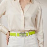 Neon Yellow Infinity Silicone belt with silver buckle - Image 4
