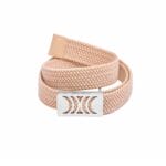 Cream Elastic RB belt with silver buckle