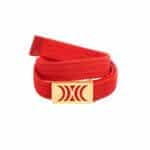 Red Elastic RB belt with golden buckle