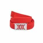 Red Elastic RB belt with silver buckle