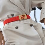 Red Elastic RB belt with golden buckle - Image 4