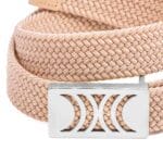 Cream Elastic RB belt with silver buckle - Image 6